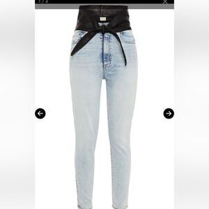 👖 Alice + Olivia Cropped Jeans w/ Leather Trim Belt | Size 27 NWT